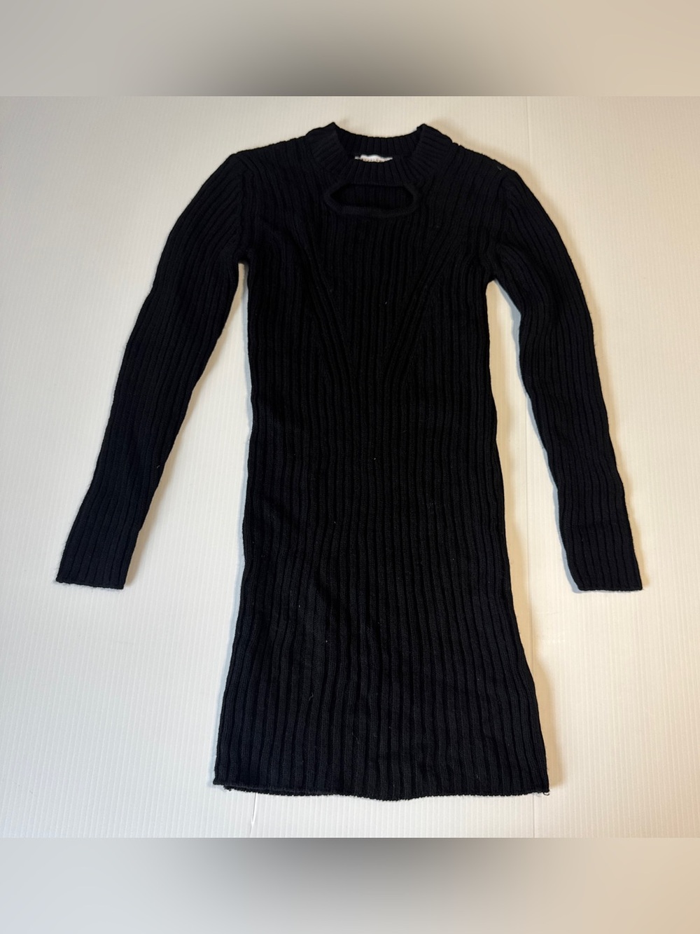 ASOS Design Black Ribbed Cutout Sweater Dress US 2 Bodycon Dark Academia Y2K